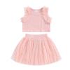 JLKGICF Toddler Baby Girl Skirts Outfit Ruffle Sleeveless Tank T-Shirt Tops Daisy Tutu Skirts Summer Clothes 1T 2T 3T 4T (Daisy Tutu Dress Pink, 2-3 Years) view 1