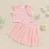 JLKGICF Toddler Baby Girl Skirts Outfit Ruffle Sleeveless Tank T-Shirt Tops Daisy Tutu Skirts Summer Clothes 1T 2T 3T 4T (Daisy Tutu Dress Pink, 2-3 Years) view 3