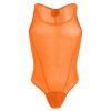 ABAFIP Men's Mesh Undershirts Bodysuit Sleeveless Sheer Tank Top Jumpsuit Fitness Mankini Jumpsuit Singlet Rave Tanks Orange Large view 4