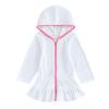 Kids Toddler Little Girl Swim Cover Up Swimsuit Wraps Zip Up Bathing Suit Towel Robe Pool Beach Dress (White, 7-8 Years) view 1