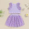 JLKGICF Toddler Baby Girl Skirts Outfit Ruffle Sleeveless Tank T-Shirt Tops Daisy Tutu Skirts Summer Clothes 1T 2T 3T 4T (Daisy Tutu Dress Purple, 18-24 Months) view 3