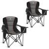 ALPHA CAMP 2PC Oversized Camping Folding Chair, Heavy Duty Support 450 LBS Steel Frame Collapsible Padded Arm Chair with Cup Holder Quad Lumbar Back, Portable for Outdoor,Black view 1