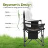 ALPHA CAMP 2PC Oversized Camping Folding Chair, Heavy Duty Support 450 LBS Steel Frame Collapsible Padded Arm Chair with Cup Holder Quad Lumbar Back, Portable for Outdoor,Black view 3