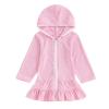 NineFit Basics Kids Toddler Little Girl Swim Cover Up Swimsuit Wraps Zip Up Bathing Suit Towel Robe Pool Beach Dress (Pink, 1-2 Years) view 1
