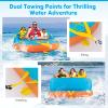 Goplus Inflatable Towable Tubes for Boating, 1-2/1-3 Riders Water Sport Towables for Boat to Pull, Sofa Style Boat Tube with Drainage, Dual Front and Back Tow Points (Light Blue, 1-3 Person) view 2