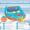 Goplus Inflatable Towable Tubes for Boating, 1-2/1-3 Riders Water Sport Towables for Boat to Pull, Sofa Style Boat Tube with Drainage, Dual Front and Back Tow Points (Light Blue, 1-3 Person) view 3