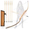 Youth Archery Bow and Arrow Set for Kids, 40" Handmade Wooden Bow and Arrow Prop Costume Cosplay Games Toys, Archery Set with 1 Bows 1 Quivers 5 Feather Arrows, Gifts for Kids Youth Adult Boys Girls view 1