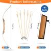 Youth Archery Bow and Arrow Set for Kids, 40" Handmade Wooden Bow and Arrow Prop Costume Cosplay Games Toys, Archery Set with 1 Bows 1 Quivers 5 Feather Arrows, Gifts for Kids Youth Adult Boys Girls view 2