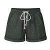 Plus Size Cotton Linen Shorts for Women Fashion Solid Sweat Shorts Drawstring Elastic Waist Lounge Shorts with Pocket view 1