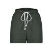 Plus Size Cotton Linen Shorts for Women Fashion Solid Sweat Shorts Drawstring Elastic Waist Lounge Shorts with Pocket view 3