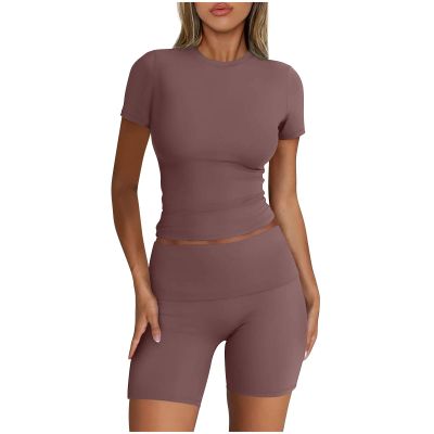 Ruziyoog Womens 2 Piece Lounge Sets Casual Summer Workout Short Matching Clothing Sets Going Out Two Piece Outfits Yoga Gym