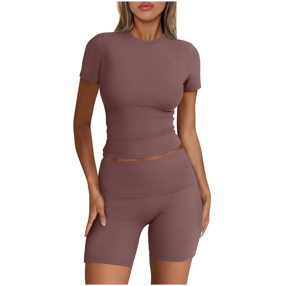 Ruziyoog Womens 2 Piece Lounge Sets Casual Summer Workout Short Matching Clothing Sets Going Out Two Piece Outfits Yoga Gym