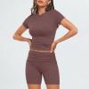 Ruziyoog Womens 2 Piece Lounge Sets Casual Summer Workout Short Matching Clothing Sets Going Out Two Piece Outfits Yoga Gym view 4