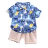 AMIMOJY Toddler Boys Summer Outfit Dino Prints T Shirt Short Sleeve Tops Solid Shorts Casual Baby Clothes Daily Suit 2Pcs, 12-18M view 1