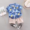 AMIMOJY Toddler Boys Summer Outfit Dino Prints T Shirt Short Sleeve Tops Solid Shorts Casual Baby Clothes Daily Suit 2Pcs, 12-18M view 4