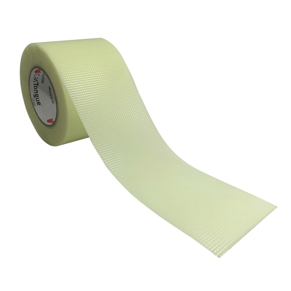 CATTONGUE GRIPS Non-Abrasive Grip Tape Wrap - 4 Thick Heavy-Duty, Waterproof Anti-Slip Tape for Wrapping Tools, Bats, Gym Equipment - Indoor & Outdoor Anti-Slip Solution (Glow in The Dark, 30ft)