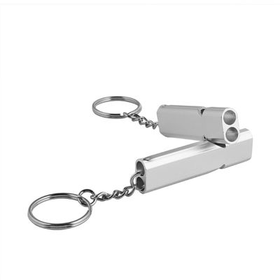 CTFRQC 2 Count Emergency Whistles Lifeguard Safety Whistle with Lanyard and Keychain for Outdoor Camping Hiking Boating Hunting Fishing Kayak Kids Rescue Signaling Loud Survival Whistle (Silver)