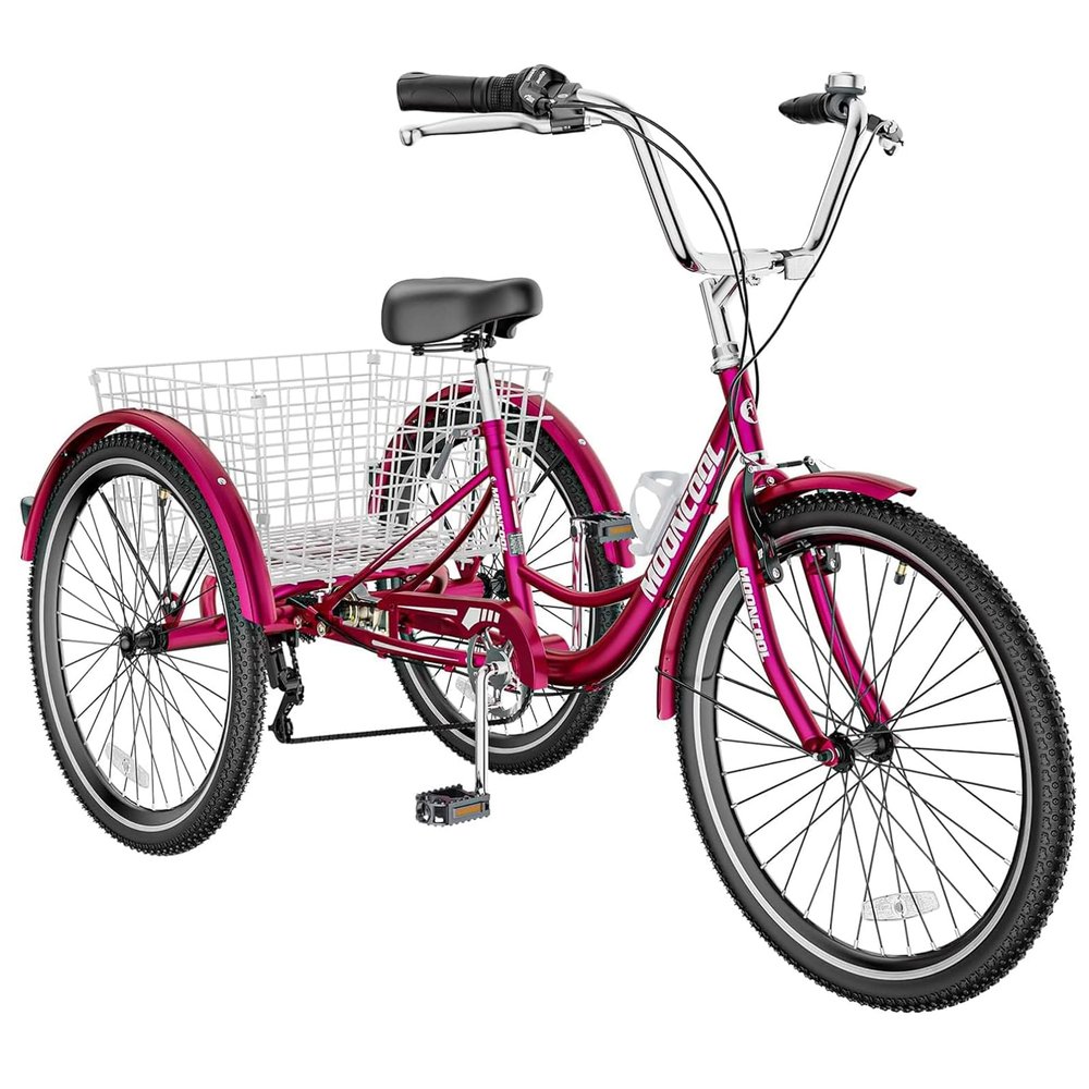 DoCred Adult Tricycles, 3 Wheel Bikes for Adults 20/24/26 inch 7 Speed Adult Trikes Bicycles Cruise Trike with Shopping Basket for Seniors, Women, Men