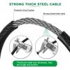 DAOSEC 10 ft x 1/2" Heavy Duty Cut-Proof Security Cable | Flexible Vinyl-Coated Braided Steel with Looped Ends | Weatherproof Anti-Theft Locking Cable for Bikes, Gates, Kayaking & Outdoor Equipment view 3
