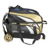 KR Strikeforce Cruiser Lux Double Bowling Ball Roller Bag with Upper Shoe Compartment and Side Accessory Pouch (Gold) view 4