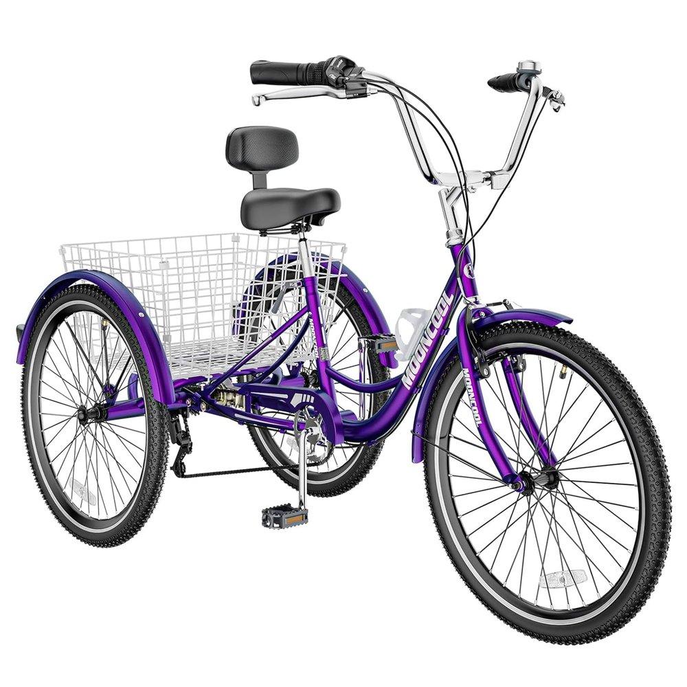 DoCred Adult Tricycles, 3 Wheel Bikes for Adults 20/24/26 inch 7 Speed Adult Trikes Bicycles Cruise Trike with Shopping Basket for Seniors, Women, Men