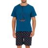 Keyocean Mens Henley Pajama Set, Soft Cotton Short-Sleeve Shirt and Shorts Summer PJ Set for Sleeping, Tahitian Tide, X-Large view 1