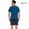 Keyocean Mens Henley Pajama Set, Soft Cotton Short-Sleeve Shirt and Shorts Summer PJ Set for Sleeping, Tahitian Tide, X-Large view 2