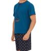 Keyocean Mens Henley Pajama Set, Soft Cotton Short-Sleeve Shirt and Shorts Summer PJ Set for Sleeping, Tahitian Tide, X-Large view 3