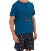 Keyocean Mens Henley Pajama Set, Soft Cotton Short-Sleeve Shirt and Shorts Summer PJ Set for Sleeping, Tahitian Tide, X-Large view 4