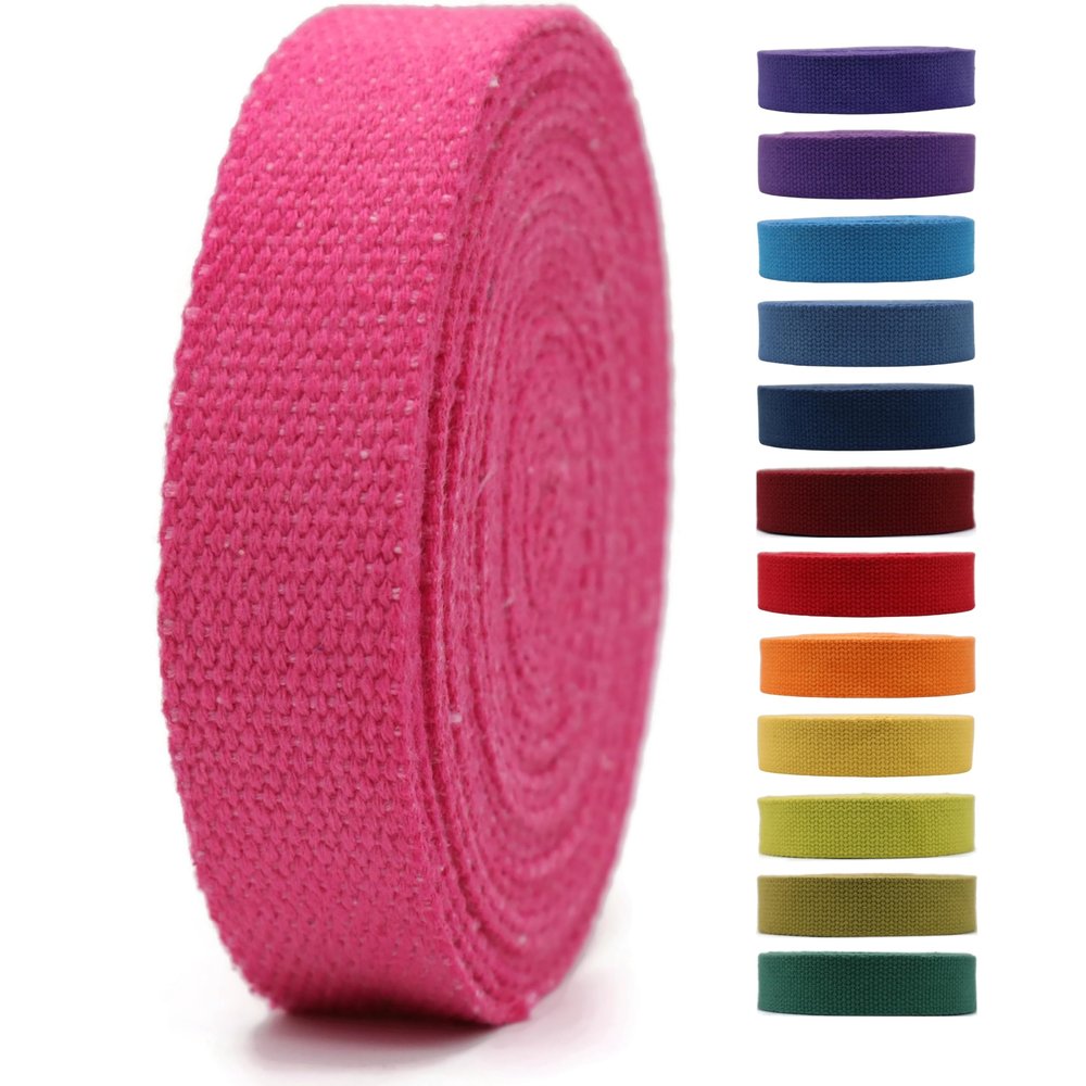 1" & 1.5'' & 2" Cotton Webbing - 5 Yards - 50+ Colors -%100 Natural Cotton Turkish Woven Heavy 1 Inch 1.5 Inch 2 Inch Canvas Webbing by The Yard for Sewing Straps Bag Climbing Indoors Craft DIY 11222
