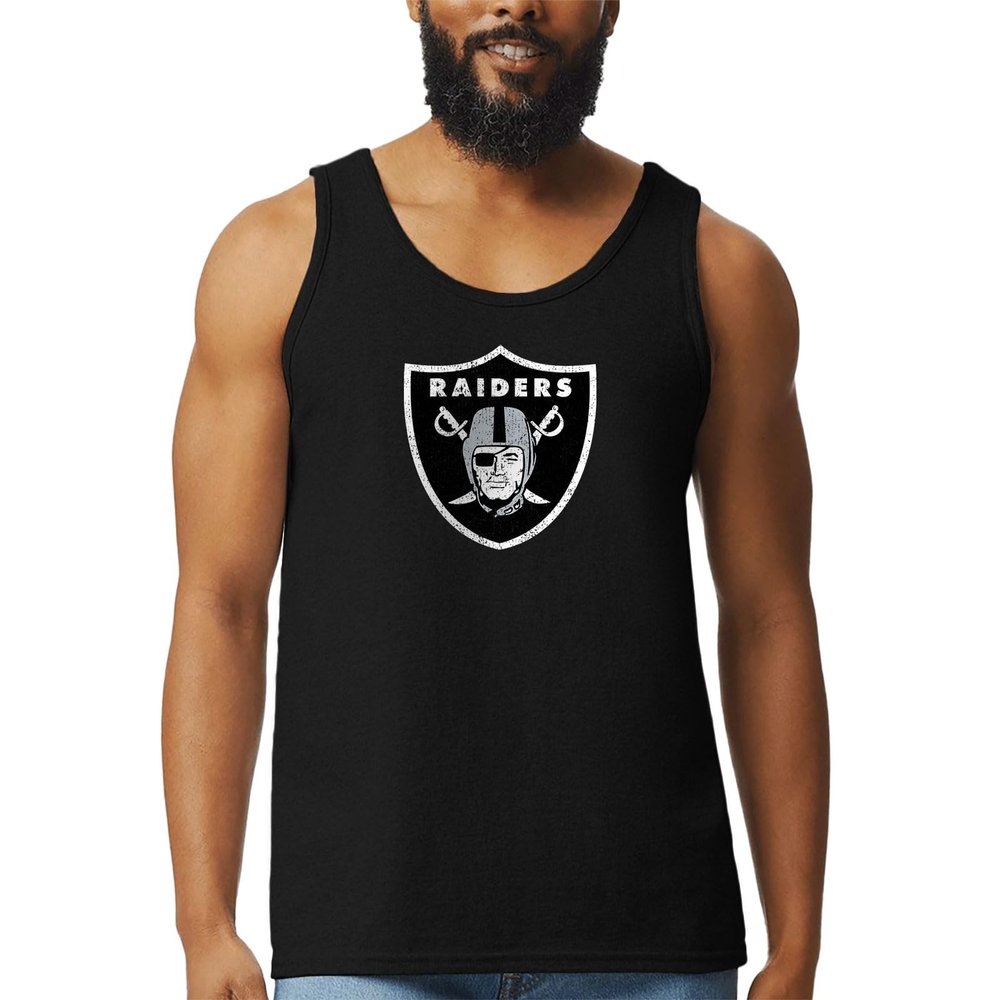 Hybrid Sports NFL - Las Vegas Raiders - Distressed Team Logo - Men's Lightweight Fan Tank Top - Size Medium - Black