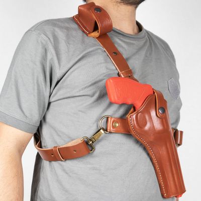 Nehir Holster for Desert Eagle 50 AE Genuine Leather Chest Gun Holster (Brown Right Hand)