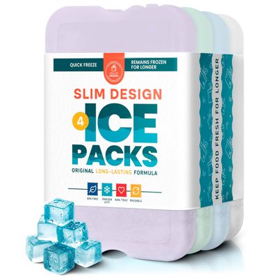 Healthy Packers Ice Packs for Lunch Boxes & Coolers Pastel Slim Long-Lasting Reusable Gel Freezer Packs | Thin Ice Pack for Lunch Box | BPA-Free, Leak-Proof (4 Pack)