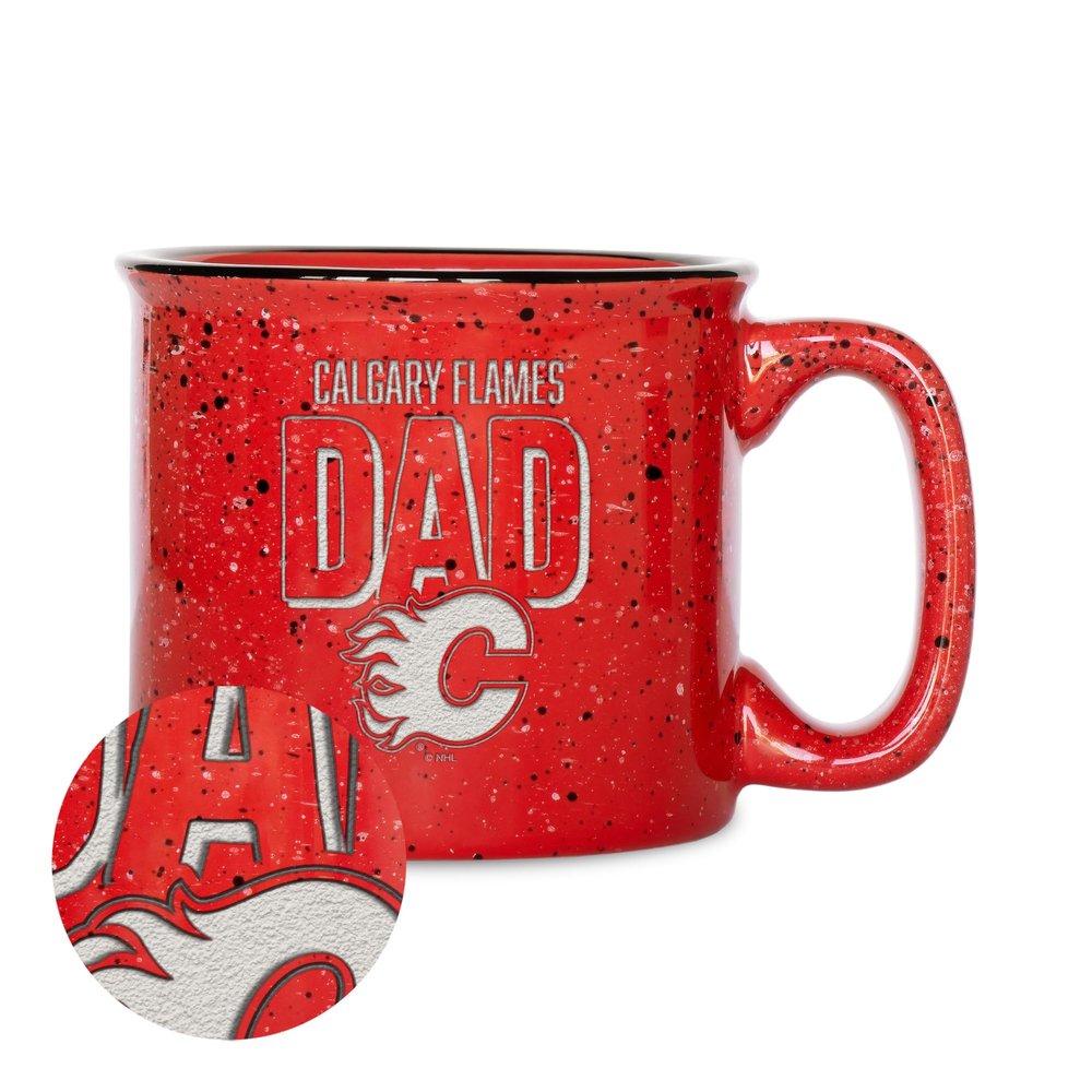Rico Industries NHL Hockey Calgary Flames Dad 12oz Laser Engraved Campfire Mug