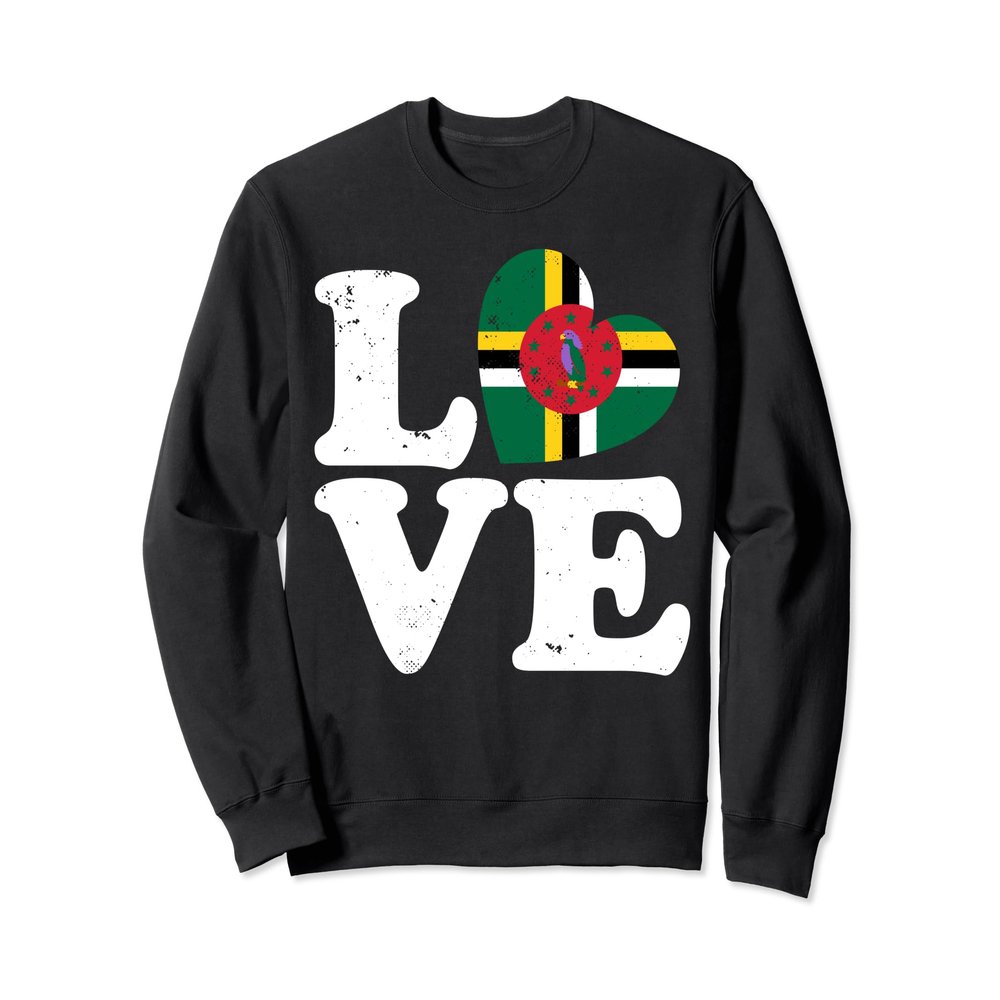 Love Heart Dominica Proud Dominica Flag Sweatshirt