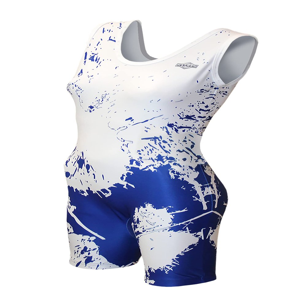 Matman USA The Splatter Women's Wrestling Singlet (Blue, 5X-Small)