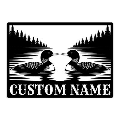 Custom Lake Cabin Sign  Personalized Waterfowl Metal Wall Art, Dock Address Plaque, Pond & Patio Dcor, Birdwatcher Gift, Rustic Garden Accent