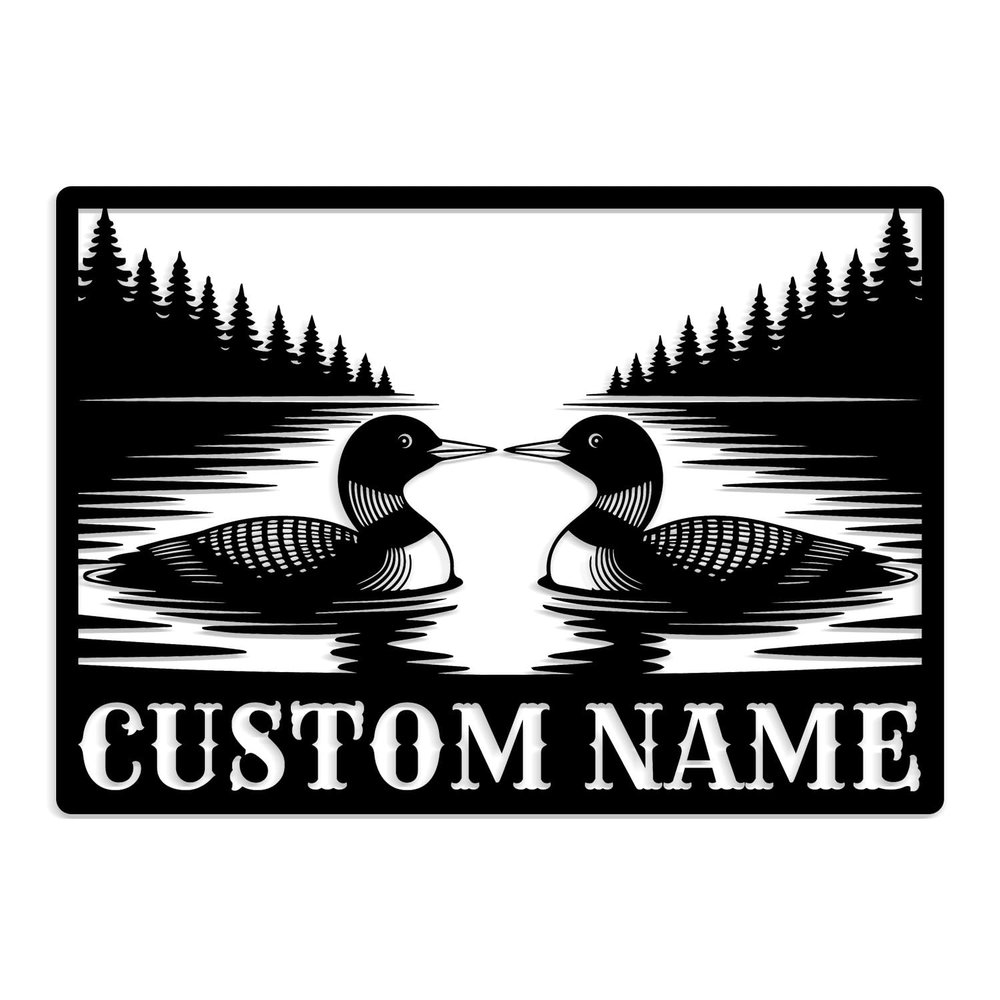 Custom Lake Cabin Sign  Personalized Waterfowl Metal Wall Art, Dock Address Plaque, Pond & Patio Dcor, Birdwatcher Gift, Rustic Garden Accent