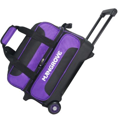 Mangrove 2 Ball Bowling Bag with Wheels, Double Bowling Bags 2 Ball Roller w/Separate Compartment for Bowling Shoes (Up To US Mens Size 15), Accessory Pocket & Retractable Handle Extends To 40"