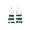 INK+ALLOY Game Day Earrings for Women, Beaded Fringe Earrings for Sports Fans, Handmade Jewelry for College Students, Alumni, Teachers, Team Gifts (Dark Green & White) view 1