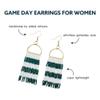 INK+ALLOY Game Day Earrings for Women, Beaded Fringe Earrings for Sports Fans, Handmade Jewelry for College Students, Alumni, Teachers, Team Gifts (Dark Green & White) view 2