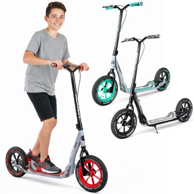 Large Kick Scooter for Adults, Teens & Kids 8-12 with Kickstand 12" Air-Filled Tires, Wide Deck, Lightweight Steel Frame Madd Gear Urban Glide (Graphic 1)