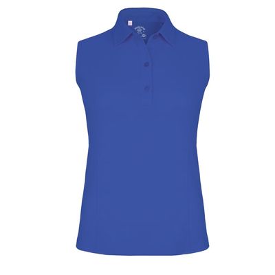 Monterey Club Women's Solid Tailored Collar Sleeveless Polo Shirt #2672 (Rich Blue, X-Large)