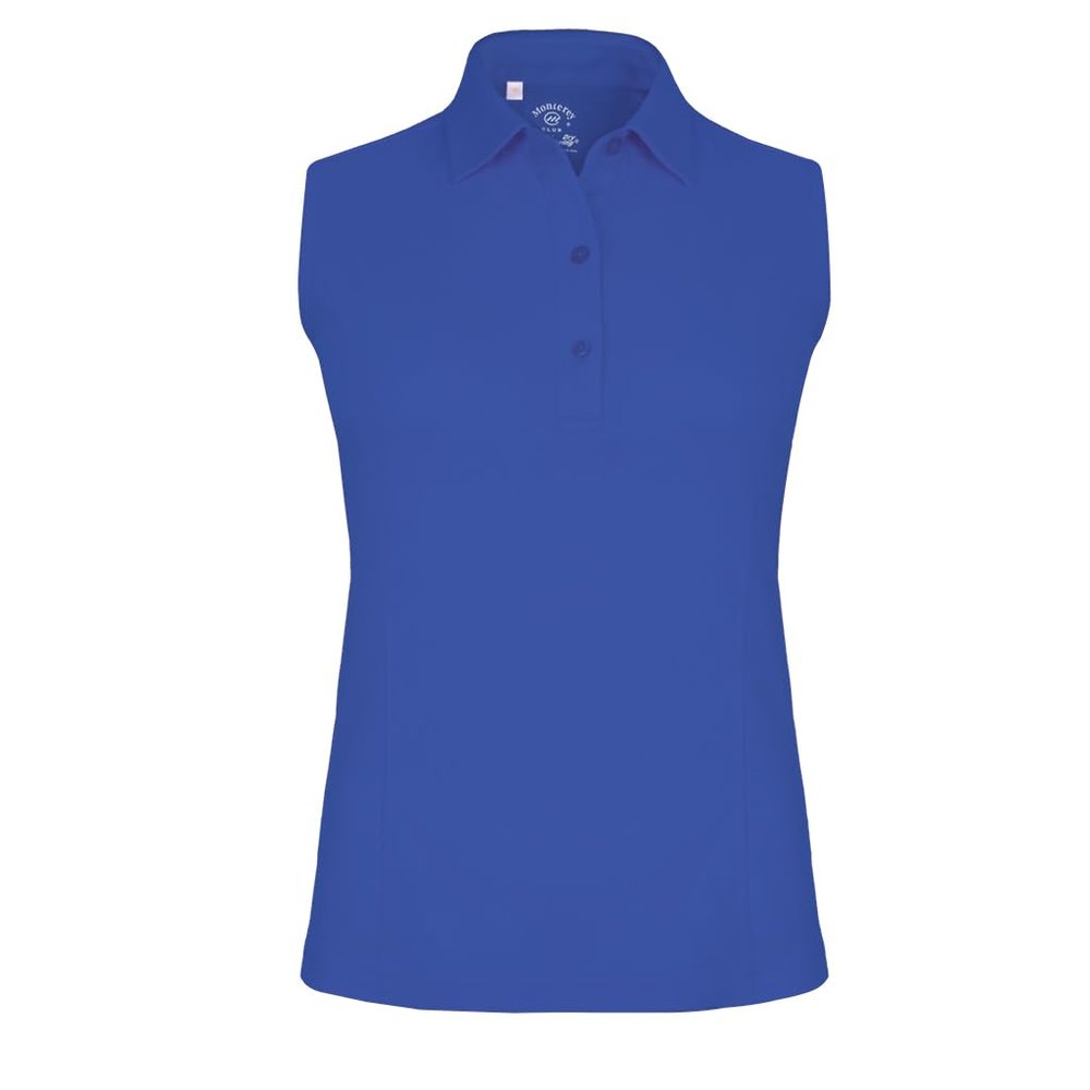 Monterey Club Women's Solid Tailored Collar Sleeveless Polo Shirt #2672 (Rich Blue, X-Large)