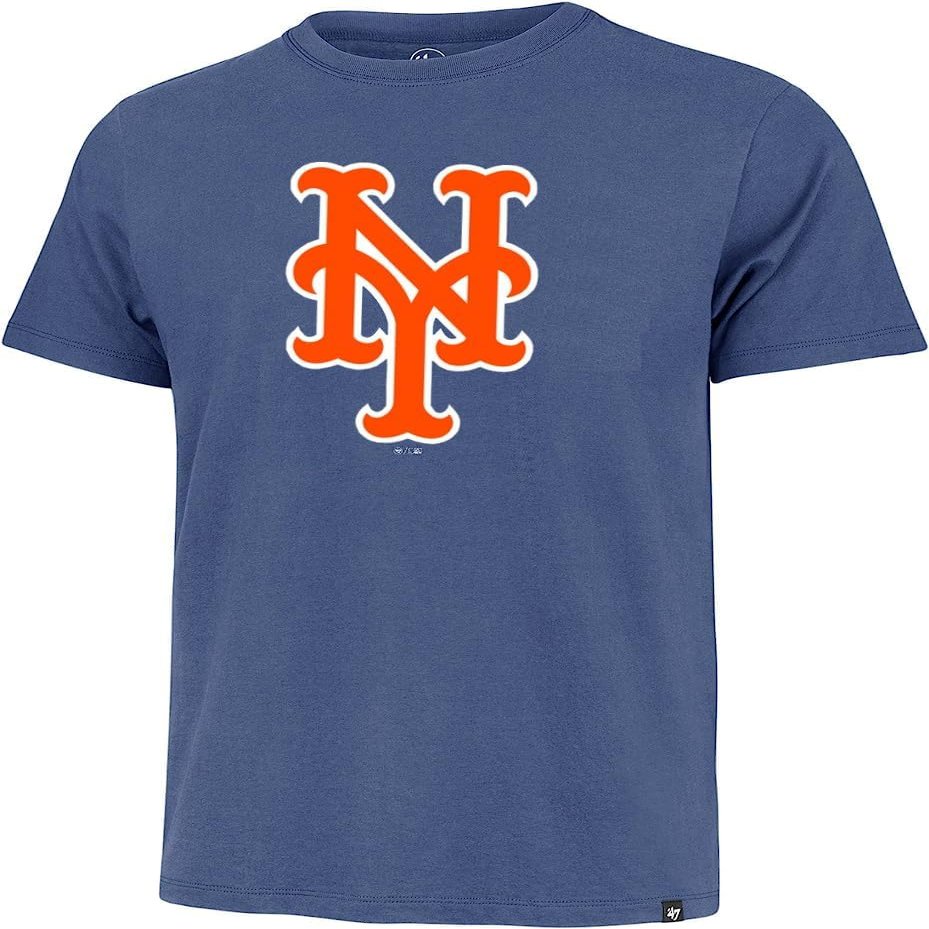47 MLB Men's Imprint Match Team Color Primary Logo Word Mark T-Shirt (New York Mets Cadet Blue, Small)