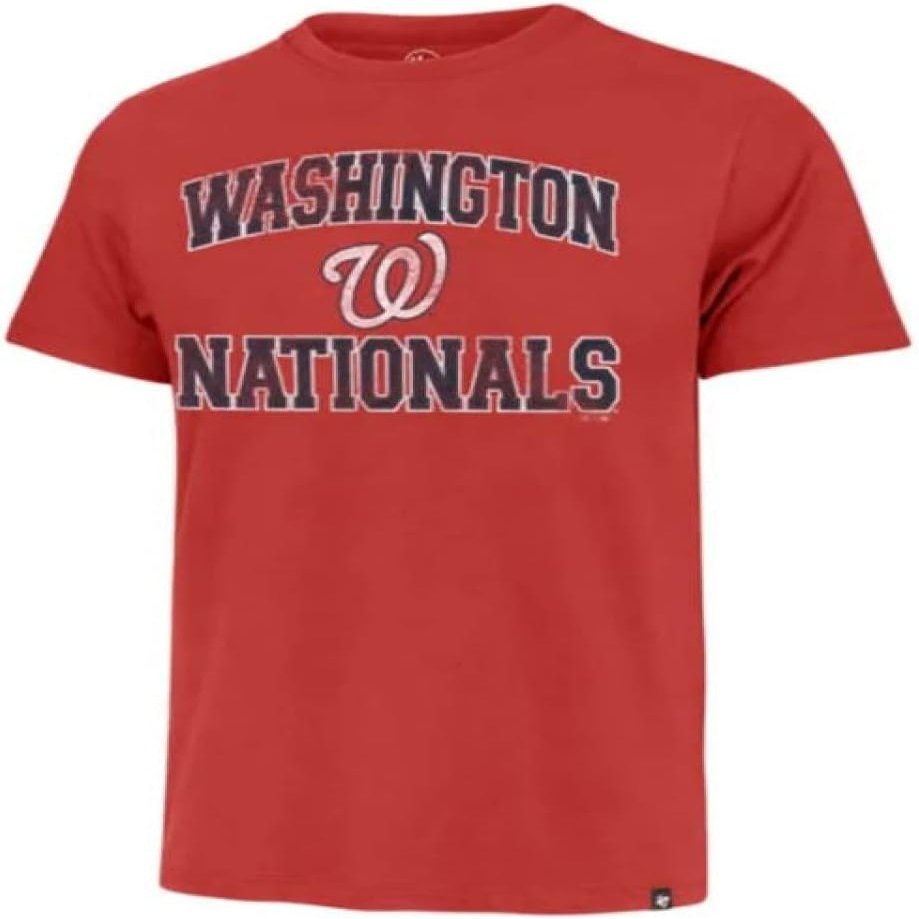 '47 MLB Men's Imprint Match Team Color Primary Logo Word Mark T-Shirt (Washington Nationals Red, Large)