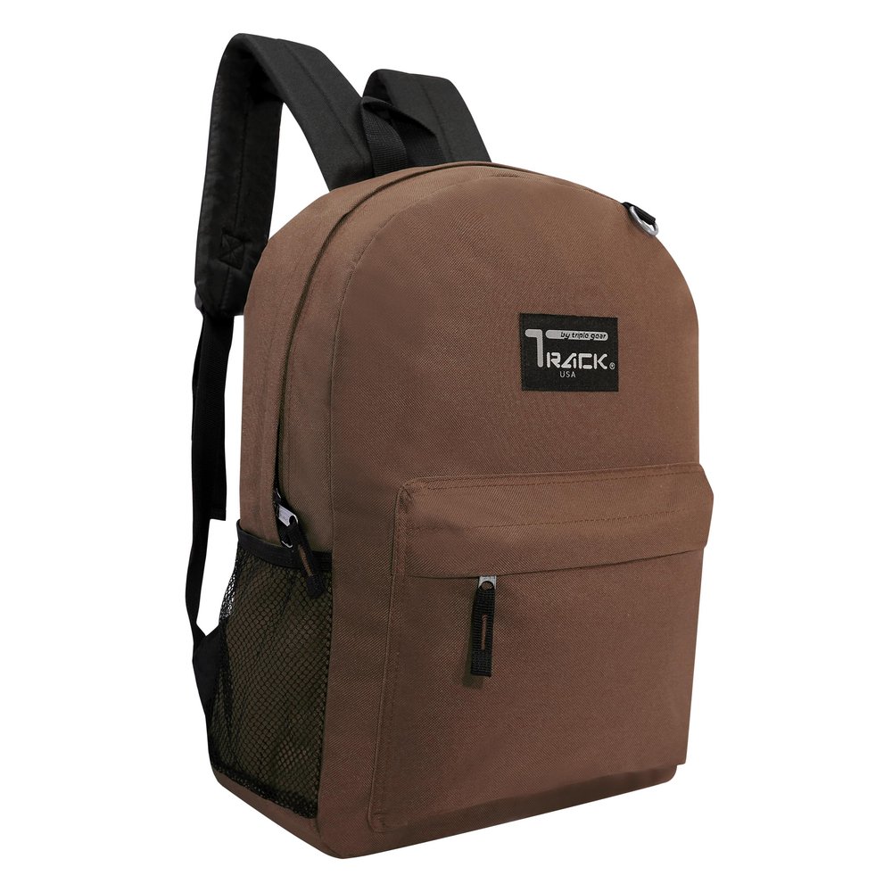 24-Pack 17" Classic Backpacks for Kids - Bookbags in Bulk for Elementary, Middle, and High School Students, Brown