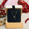 Beech wood square necklace case holder box necklace gift box for her Small Pendant box jewelry gift boxes for necklaces Men Women necklaces gift box ,cajitas para joyeria(Black black Velvet lined)  view 2