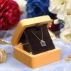 Beech wood square necklace case holder box necklace gift box for her Small Pendant box jewelry gift boxes for necklaces Men Women necklaces gift box ,cajitas para joyeria(Black black Velvet lined)  view 3