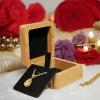 Beech wood square necklace case holder box necklace gift box for her Small Pendant box jewelry gift boxes for necklaces Men Women necklaces gift box ,cajitas para joyeria(Black black Velvet lined)  view 4